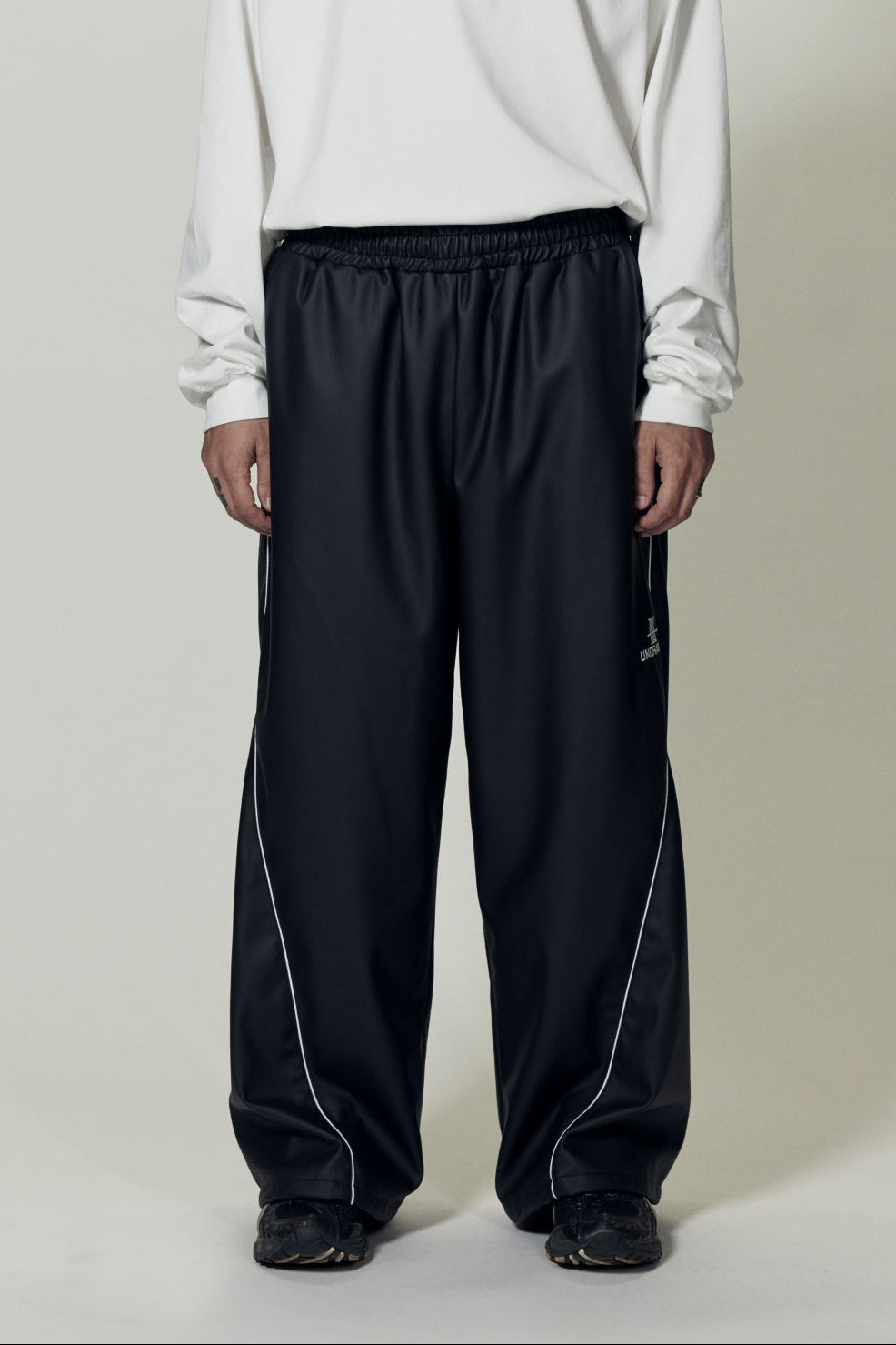 SYNTHETIC LEATHER TRACK PANTS