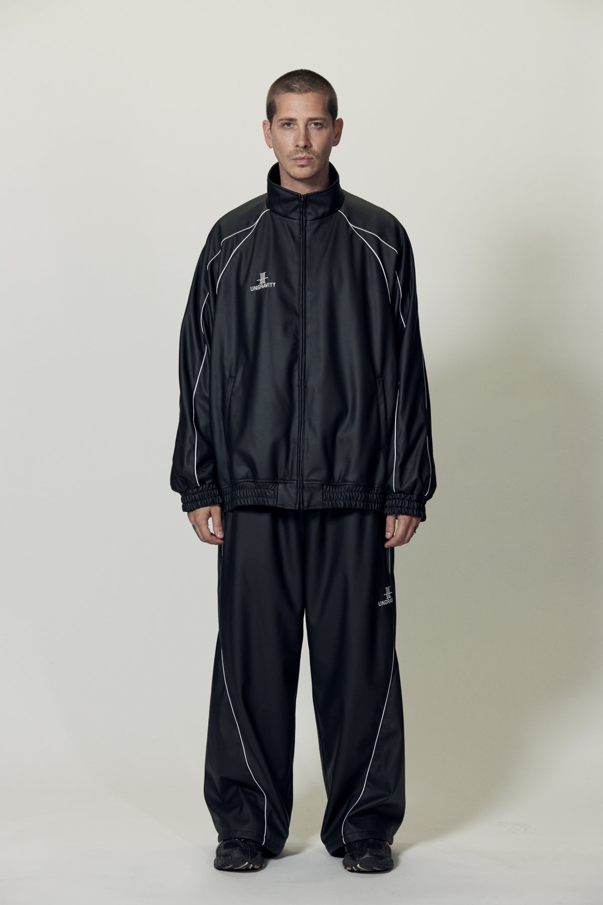 SYNTHETIC LEATHER TRACK JACKET